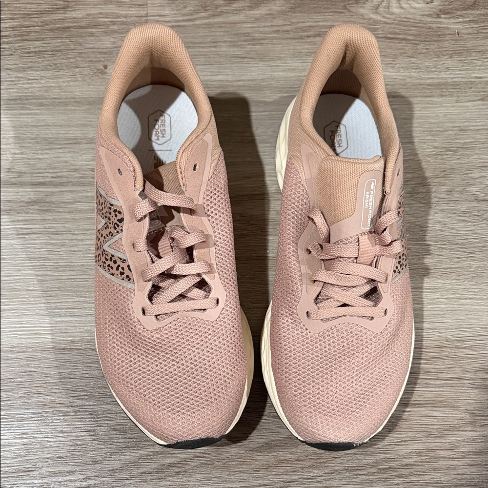 New Balance Women's Pink Sneakers with Leopard Accent